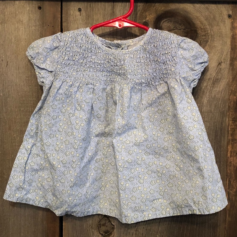 1999 Gymboree  Light Blue Floral Smocked Blouse Size 12-18 months